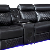 8315BLK*SCPW (3)3-Piece Power Reclining Sectional with Two Consoles, Speakers, Subwoofer, LED Lighting and Charging Port from Homelegance - Luna Furniture