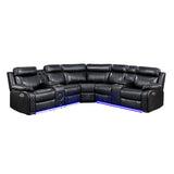 8315BLK*SCPW (3)3-Piece Power Reclining Sectional with Two Consoles, Speakers, Subwoofer, LED Lighting and Charging Port from Homelegance - Luna Furniture