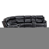8315BLK*SCPW (3)3-Piece Power Reclining Sectional with Two Consoles, Speakers, Subwoofer, LED Lighting and Charging Port from Homelegance - Luna Furniture