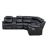 8315BLK*SCPW (3)3-Piece Power Reclining Sectional with Two Consoles, Speakers, Subwoofer, LED Lighting and Charging Port from Homelegance - Luna Furniture