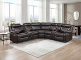 8315DBR*SCPW (3)3-Piece Power Reclining Sectional with Two Consoles, Speakers, Subwoofer, LED Lighting and Charging Port from Homelegance - Luna Furniture