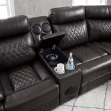 Cipher Dark Brown 3-Piece Power Reclining Sectional with Two Consoles, Speakers, Subwoofer, LED Lighting and  Charging Port