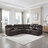 Cipher Dark Brown 3-Piece Power Reclining Sectional with Two Consoles, Speakers, Subwoofer, LED Lighting and  Charging Port