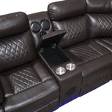 8315DBR*SCPW (3)3-Piece Power Reclining Sectional with Two Consoles, Speakers, Subwoofer, LED Lighting and Charging Port from Homelegance - Luna Furniture