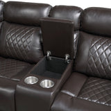 8315DBR*SCPW (3)3-Piece Power Reclining Sectional with Two Consoles, Speakers, Subwoofer, LED Lighting and Charging Port from Homelegance - Luna Furniture