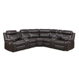 8315DBR*SCPW (3)3-Piece Power Reclining Sectional with Two Consoles, Speakers, Subwoofer, LED Lighting and Charging Port from Homelegance - Luna Furniture
