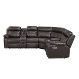 8315DBR*SCPW (3)3-Piece Power Reclining Sectional with Two Consoles, Speakers, Subwoofer, LED Lighting and Charging Port from Homelegance - Luna Furniture