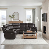Cipher Dark Brown 3-Piece Power Reclining Sectional with Two Consoles, Speakers, Subwoofer, LED Lighting and  Charging Port