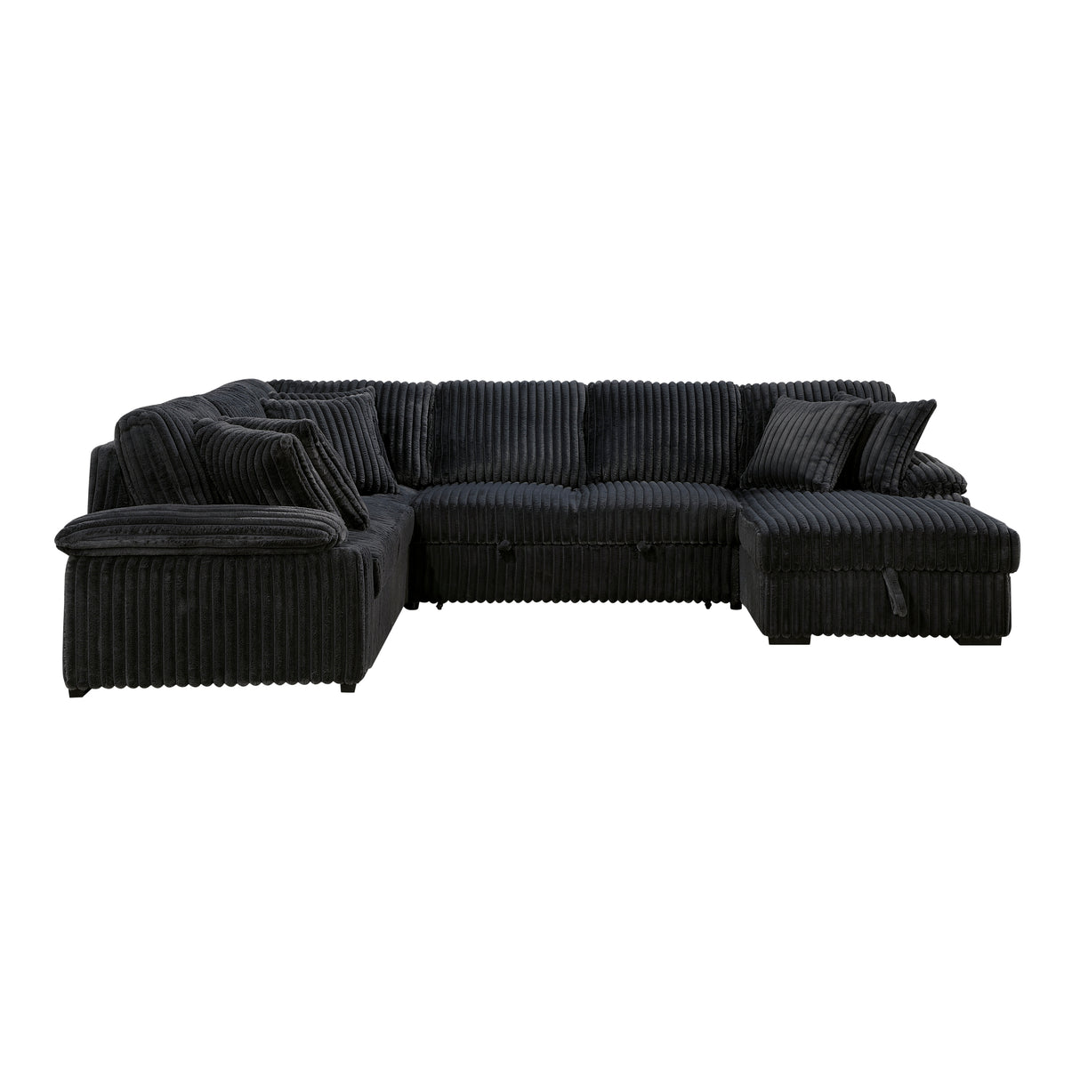 8317BLK*33LRC (3)3-Piece Sectional with Pull-out Bed, Right Side Chaise and Hidden Storage from Homelegance - Luna Furniture