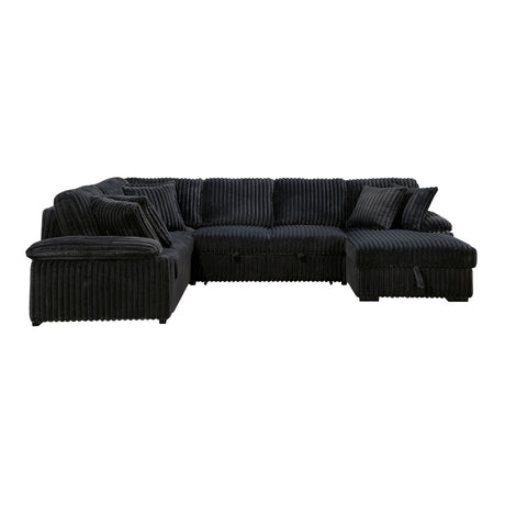 Ridge Black 3-Piece Right Side Chaise Sectional with Pull-out Bed and Hidden Storage from Homelegance - Luna Furniture