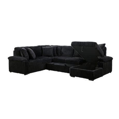 Ridge Black 3-Piece Right Side Chaise Sectional with Pull-out Bed and Hidden Storage from Homelegance - Luna Furniture