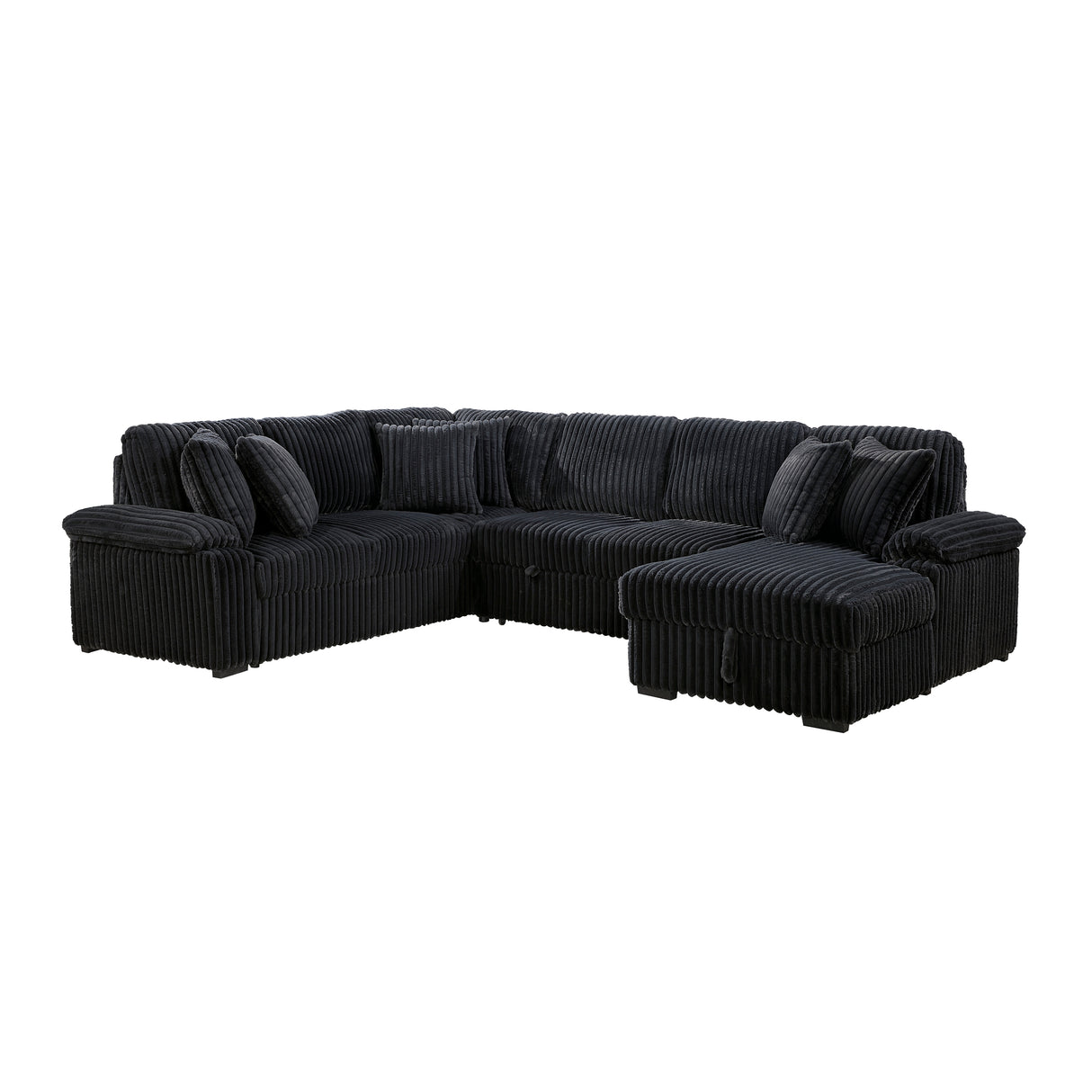 8317BLK*33LRC (3)3-Piece Sectional with Pull-out Bed, Right Side Chaise and Hidden Storage from Homelegance - Luna Furniture