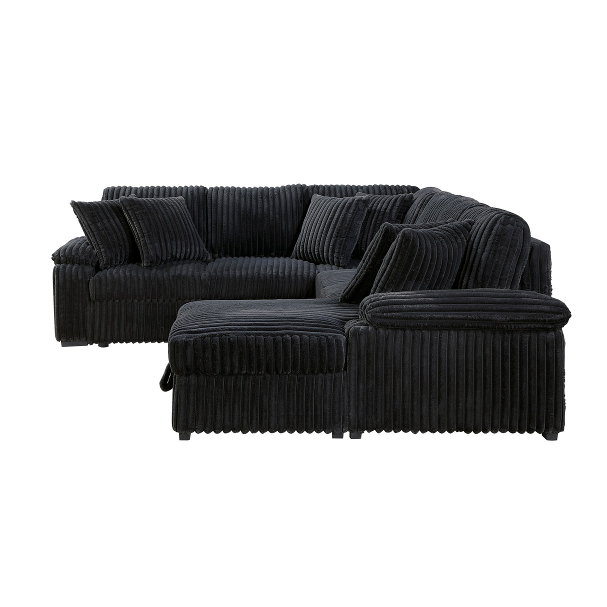 8317BLK*33LRC (3)3-Piece Sectional with Pull-out Bed, Right Side Chaise and Hidden Storage from Homelegance - Luna Furniture