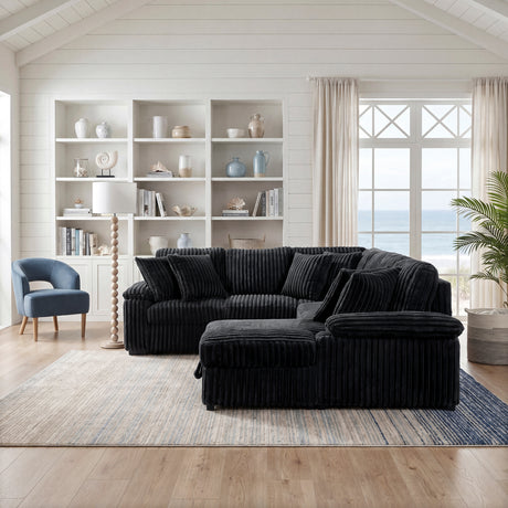 Ridge Black 3-Piece Right Side Chaise Sectional with Pull-out Bed and Hidden Storage from Homelegance - Luna Furniture