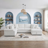 8317WHT*33LRC (3)3-Piece Sectional with Pull-out Bed, Right Side Chaise and Hidden Storage from Homelegance - Luna Furniture