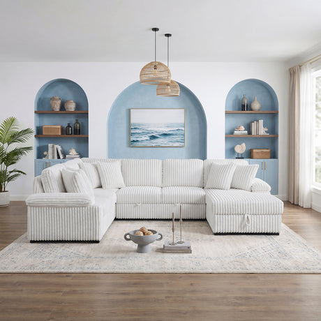 Ridge White 3-Piece Right Side Chaise Sectional with Pull-out Bed and Hidden Storage from Homelegance - Luna Furniture