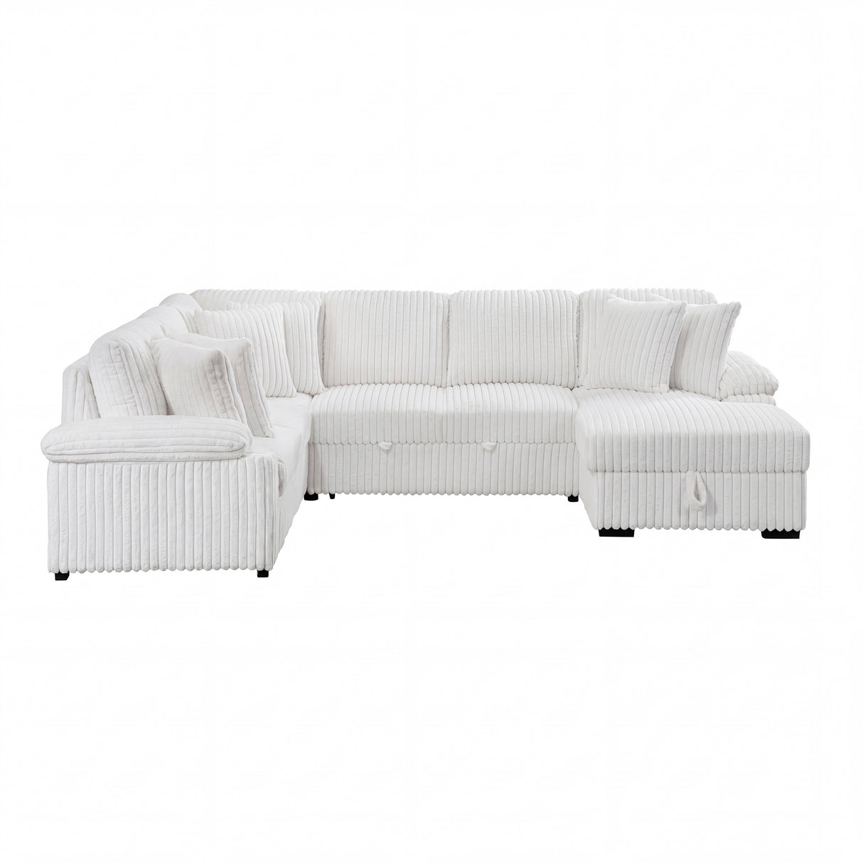 8317WHT*33LRC (3)3-Piece Sectional with Pull-out Bed, Right Side Chaise and Hidden Storage from Homelegance - Luna Furniture
