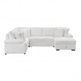 8317WHT*33LRC (3)3-Piece Sectional with Pull-out Bed, Right Side Chaise and Hidden Storage from Homelegance - Luna Furniture