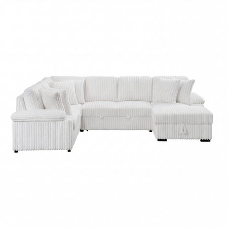 Ridge White 3-Piece Right Side Chaise Sectional with Pull-out Bed and Hidden Storage from Homelegance - Luna Furniture
