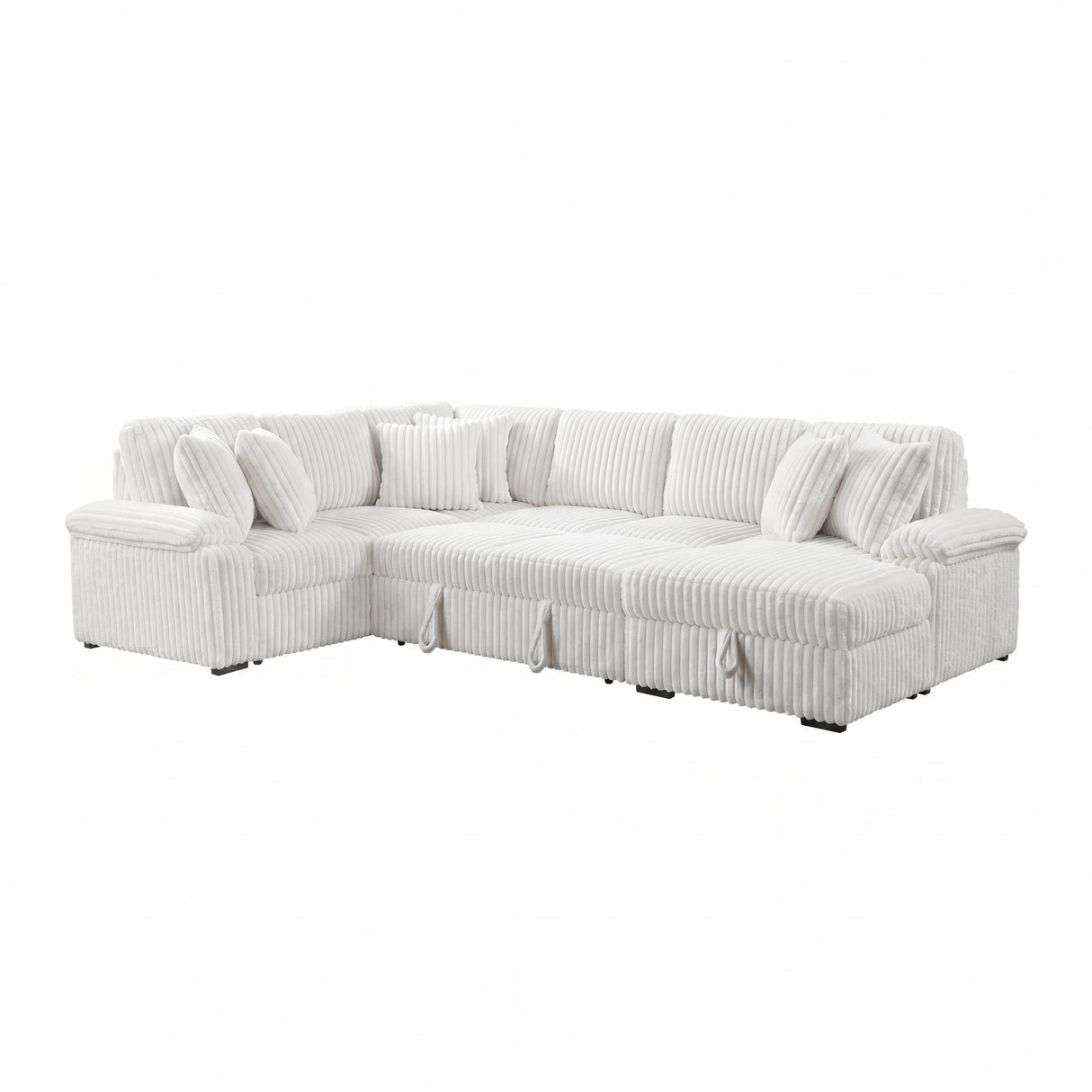 8317WHT*33LRC (3)3-Piece Sectional with Pull-out Bed, Right Side Chaise and Hidden Storage from Homelegance - Luna Furniture