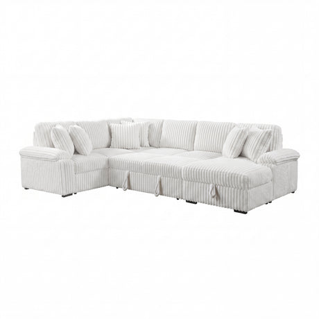Ridge White 3-Piece Right Side Chaise Sectional with Pull-out Bed and Hidden Storage from Homelegance - Luna Furniture