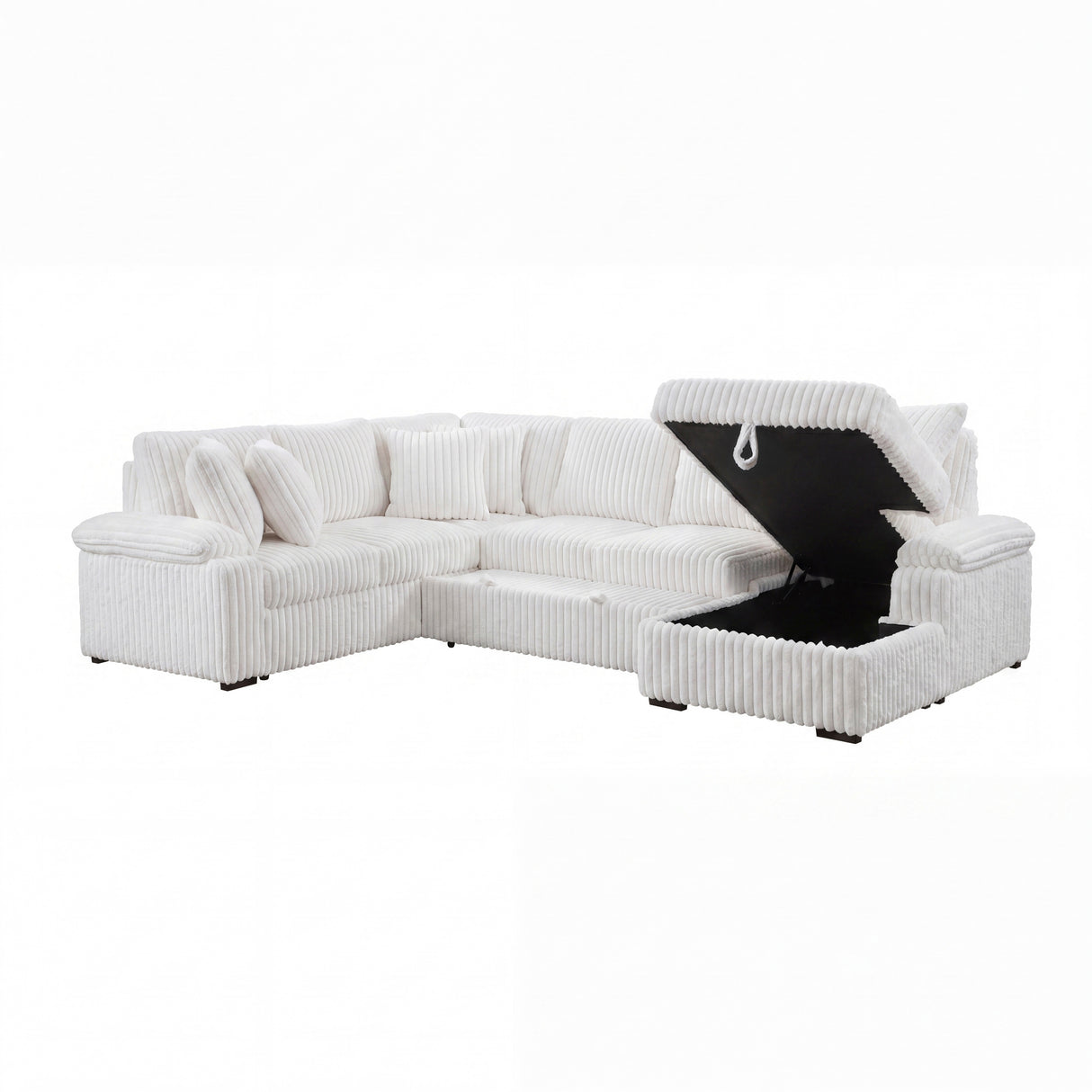 8317WHT*33LRC (3)3-Piece Sectional with Pull-out Bed, Right Side Chaise and Hidden Storage from Homelegance - Luna Furniture