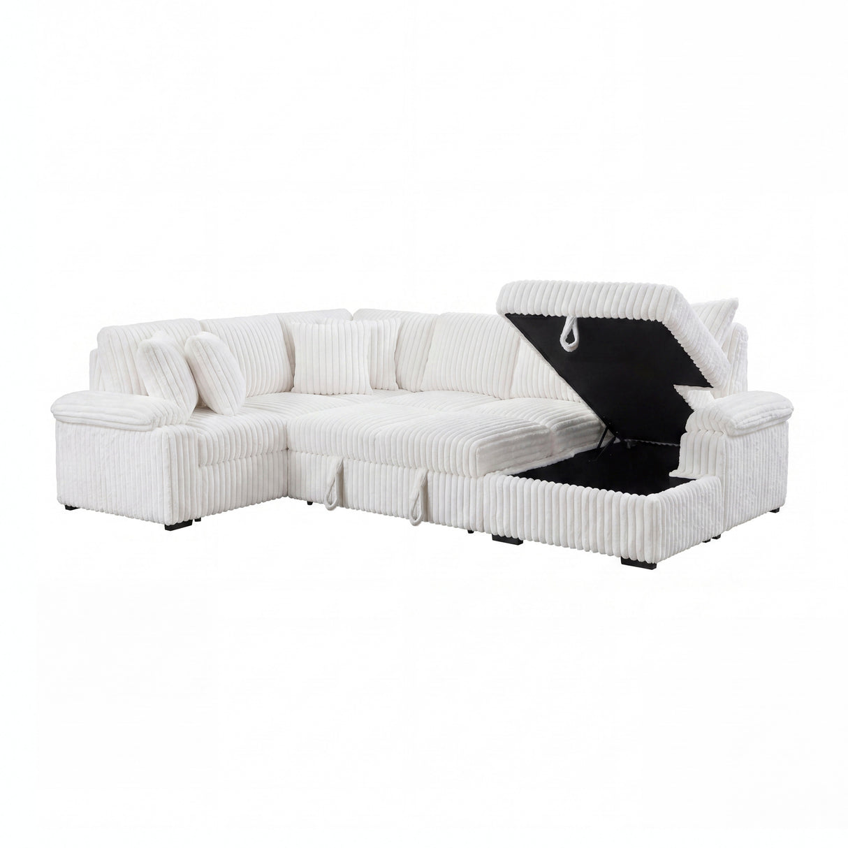 8317WHT*33LRC (3)3-Piece Sectional with Pull-out Bed, Right Side Chaise and Hidden Storage from Homelegance - Luna Furniture