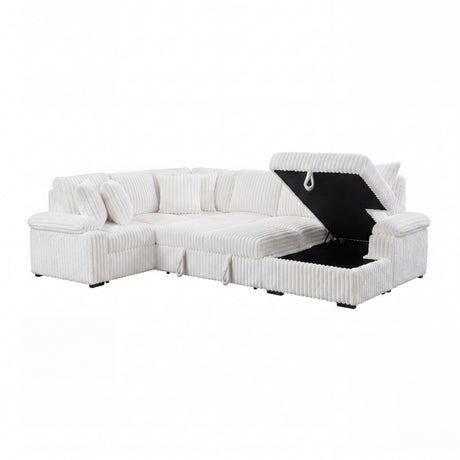 Ridge White 3-Piece Right Side Chaise Sectional with Pull-out Bed and Hidden Storage from Homelegance - Luna Furniture