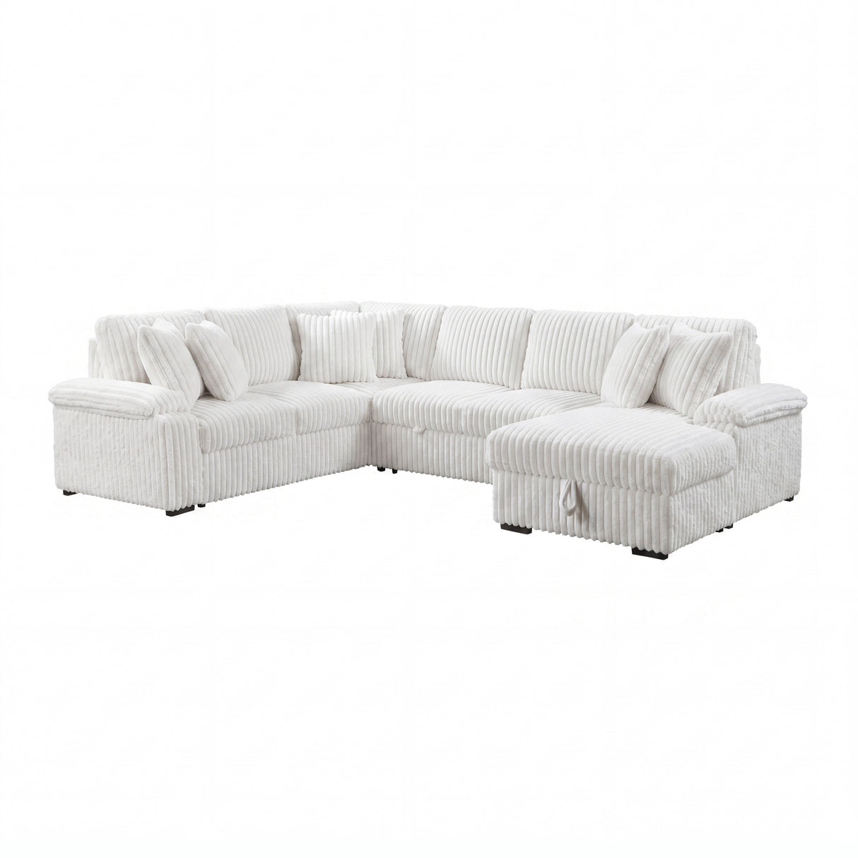 8317WHT*33LRC (3)3-Piece Sectional with Pull-out Bed, Right Side Chaise and Hidden Storage from Homelegance - Luna Furniture