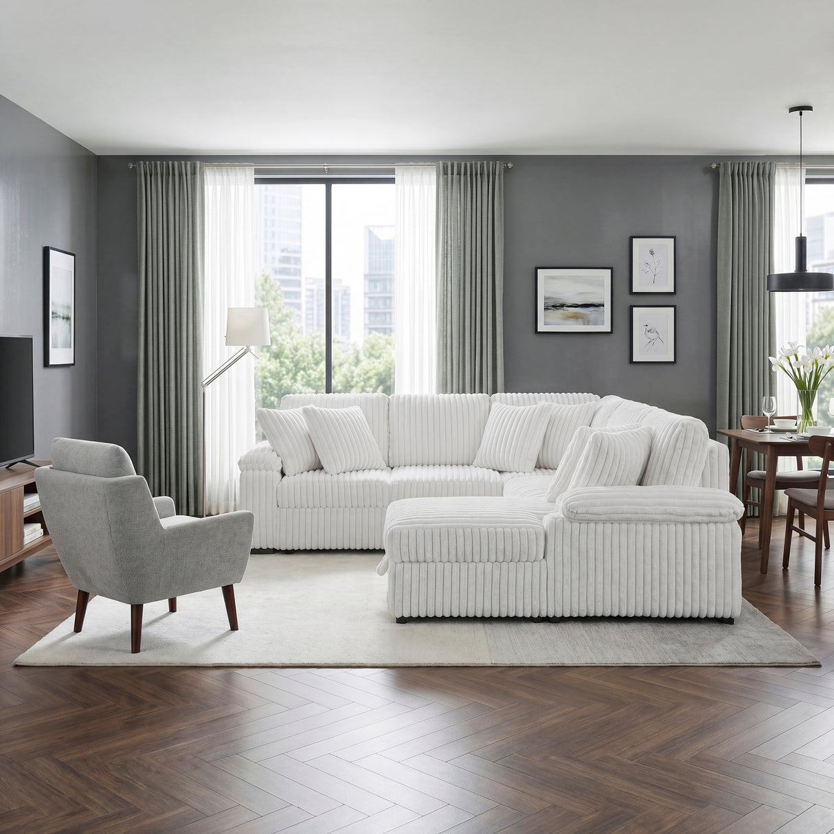 8317WHT*33LRC (3)3-Piece Sectional with Pull-out Bed, Right Side Chaise and Hidden Storage from Homelegance - Luna Furniture