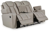 Elevate Edges Coin Glider Reclining Loveseat with Console from Ashley Furniture - Luna Furniture