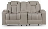 Elevate Edges Coin Glider Reclining Loveseat with Console from Ashley Furniture - Luna Furniture
