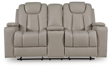 Elevate Edges Coin Glider Reclining Loveseat with Console from Ashley - Luna Furniture