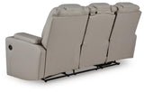 Elevate Edges Coin Reclining Sofa with Drop Down Table from Ashley Furniture - Luna Furniture