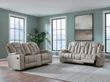 Elevate Edges Coin Reclining Sofa and Loveseat with Console from Ashley Furniture - Luna Furniture