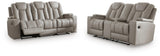 Elevate Edges Coin Reclining Sofa and Loveseat with Console from Ashley Furniture - Luna Furniture