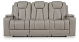 Elevate Edges Coin Reclining Sofa with Drop Down Table from Ashley Furniture - Luna Furniture