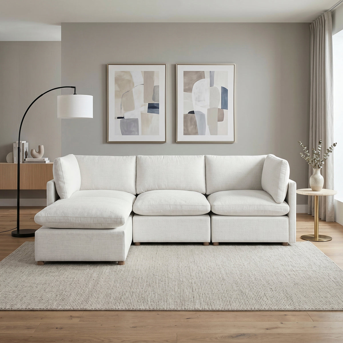 Annex Beige 4-Piece Chenille Modular Sectional with Ottoman from Homelegance - Luna Furniture
