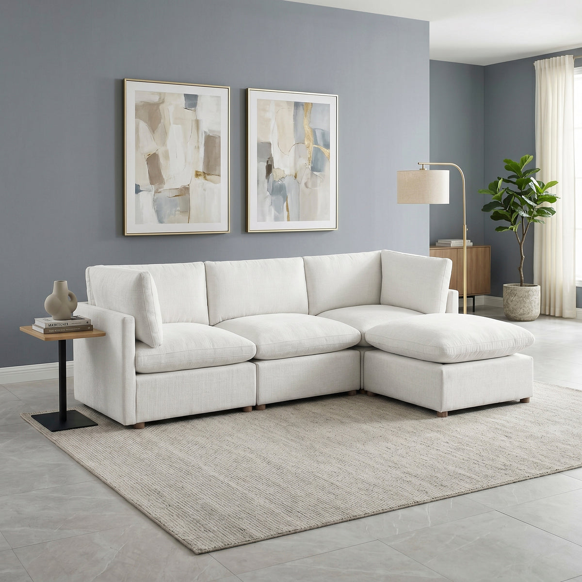 Annex Beige 4-Piece Chenille Modular Sectional with Ottoman from Homelegance - Luna Furniture