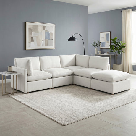 Annex Beige 5-Piece Chenille Modular Sectional with Ottoman and Reversible Cushions from Homelegance - Luna Furniture