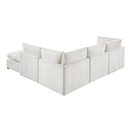 Annex Beige 5-Piece Chenille Modular Sectional with Ottoman and Reversible Cushions from Homelegance - Luna Furniture