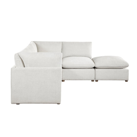 Annex Beige 5-Piece Chenille Modular Sectional with Ottoman and Reversible Cushions from Homelegance - Luna Furniture