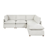 Annex Beige 5-Piece Chenille Modular Sectional with Ottoman and Reversible Cushions from Homelegance - Luna Furniture
