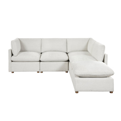 Annex Beige 5-Piece Chenille Modular Sectional with Ottoman and Reversible Cushions from Homelegance - Luna Furniture