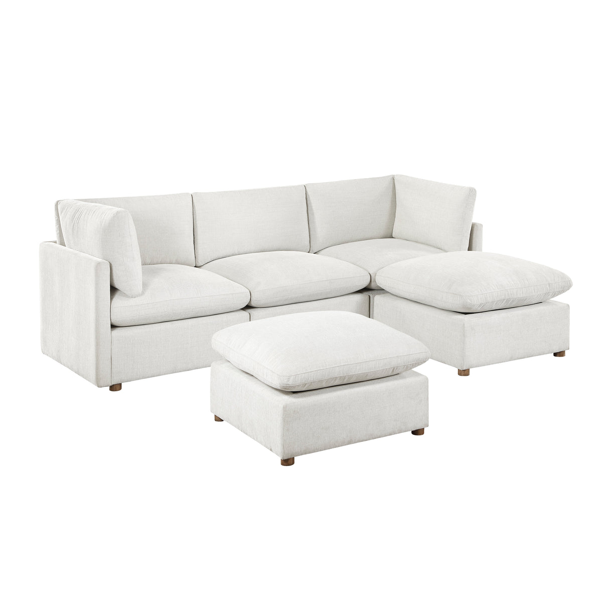 Annex Beige 5-Piece Chenille Modular Sectional with Two Ottomans from Homelegance - Luna Furniture