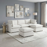 Annex Beige 5-Piece Chenille Modular Sectional with Two Ottomans from Homelegance - Luna Furniture