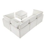 Annex Beige 5-Piece Chenille Modular Sectional with Ottoman from Homelegance - Luna Furniture