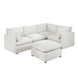 Annex Beige 6-Piece Chenille Modular Sectional with Two Ottomans from Homelegance - Luna Furniture