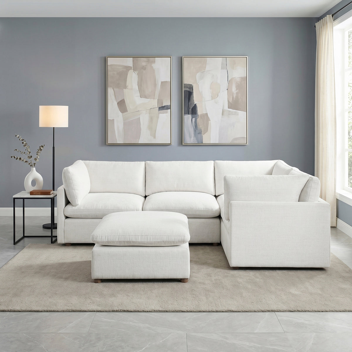 Annex Beige 5-Piece Chenille Modular Sectional with Ottoman from Homelegance - Luna Furniture