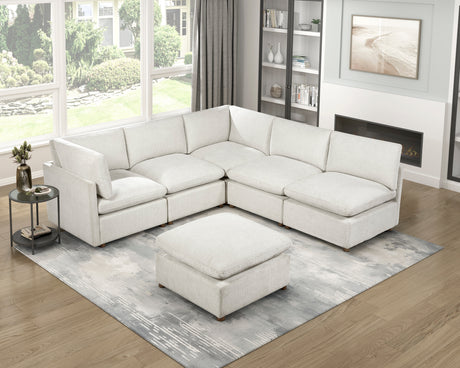 Annex Beige 6-Piece Chenille Modular Sectional with Reversible-Cushion Ottoman from Homelegance - Luna Furniture